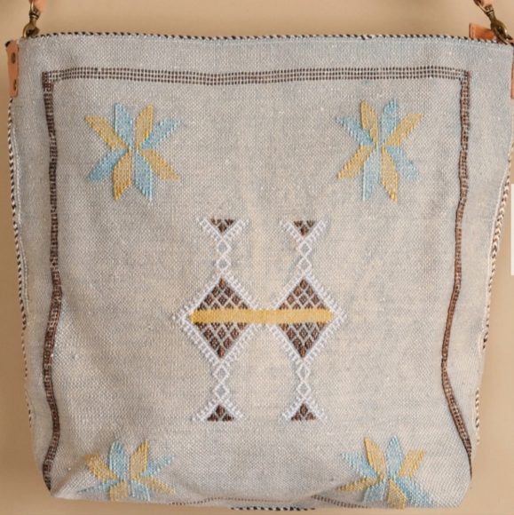 Jenna Bee for Free People Moroccan Cactus Silk Tote Gray-Blue - Picture 2 of 11